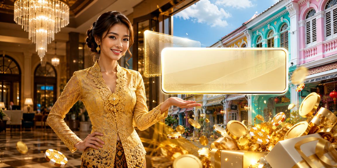 Pemain VIP wanita berbaju kebaya menerima bonus cashback di Pulau Pinang